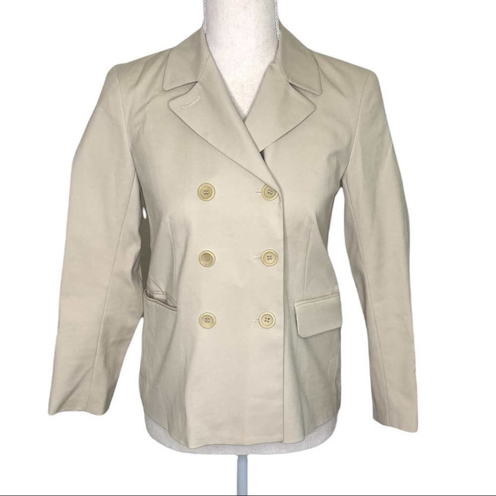 Theory Tan Double Breasted Lined Neutral Blazer Jacket Women’s Size 0